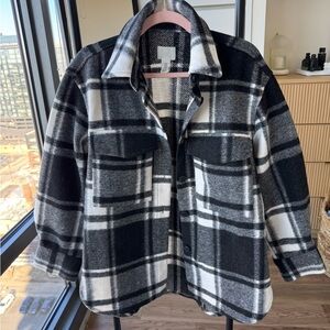 Plaid Black and White Women's Shacket